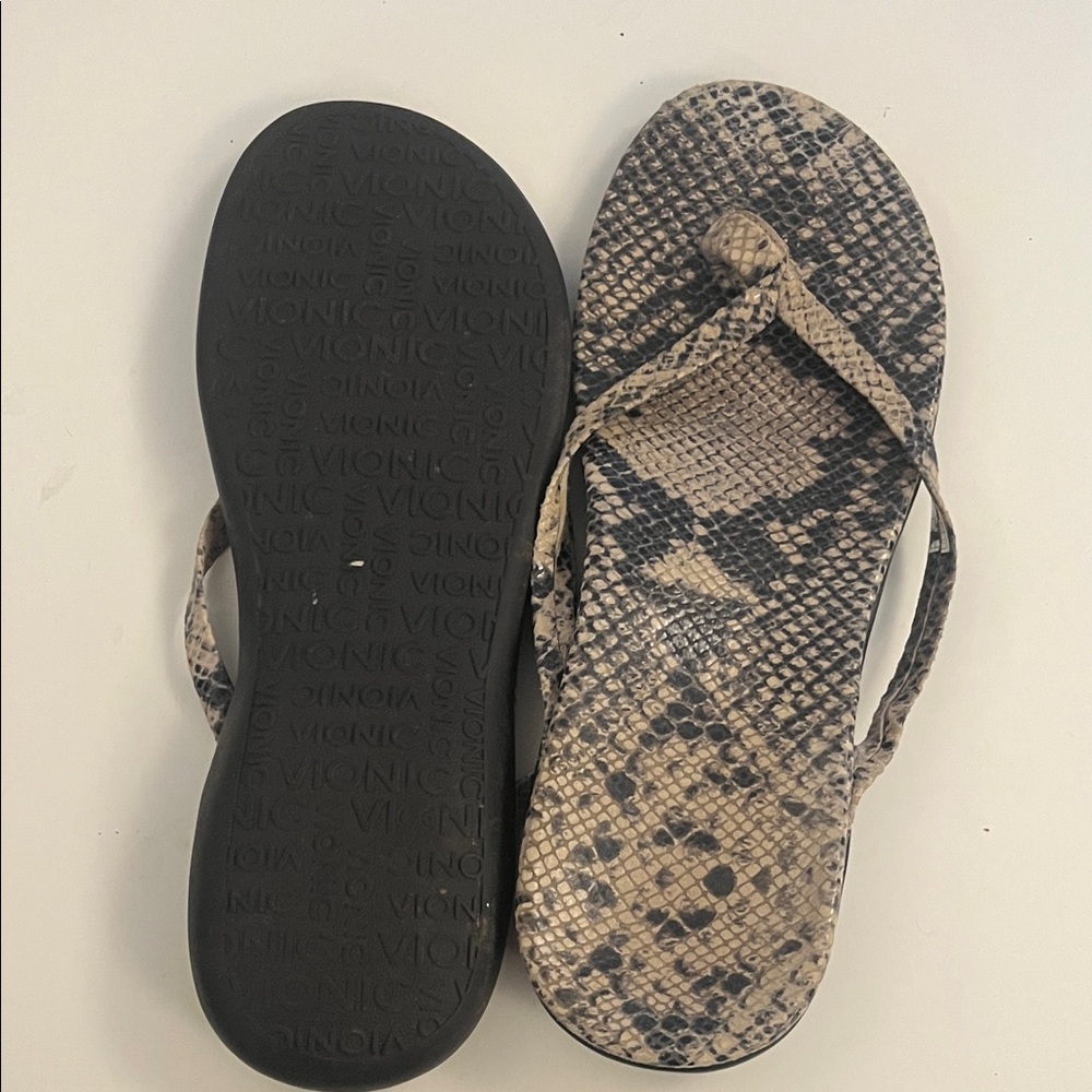 Vionic Snake Skin Pattern Flip Flops - image 2